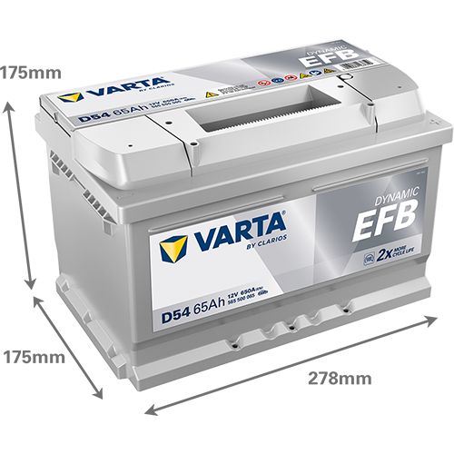 D54 Varta Dynamic EFB Start-Stop Car Battery 12V 65Ah (565500065